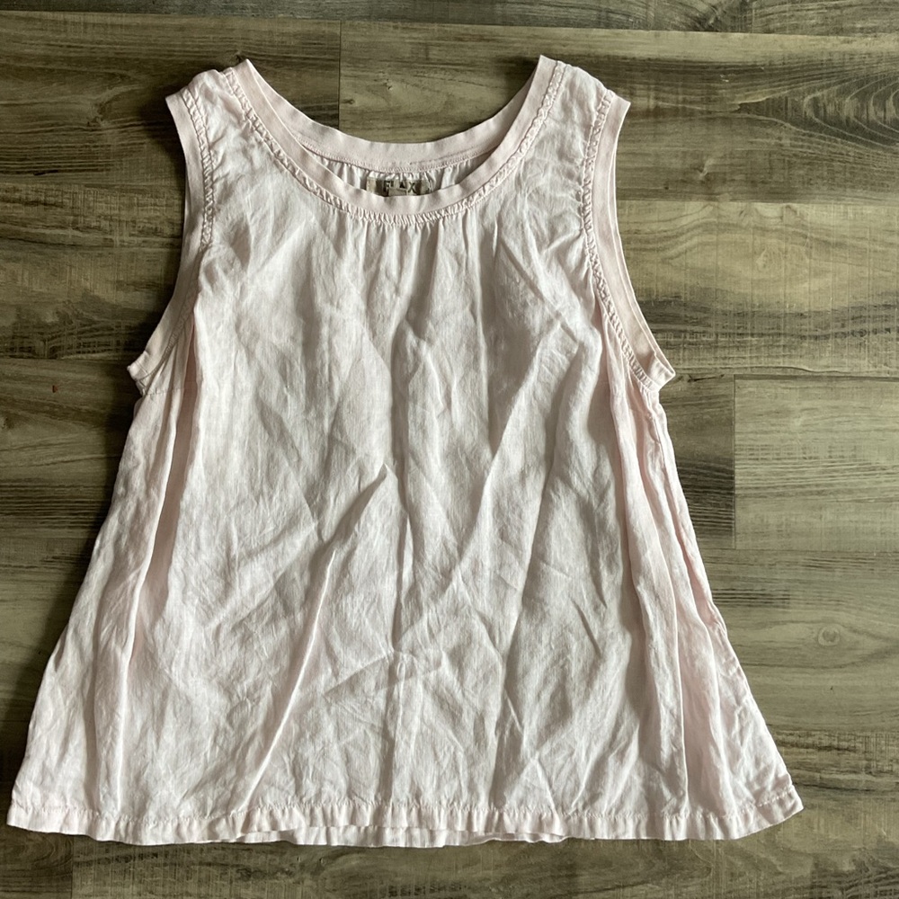 Flax Light Pink Linen Tank Top size medium